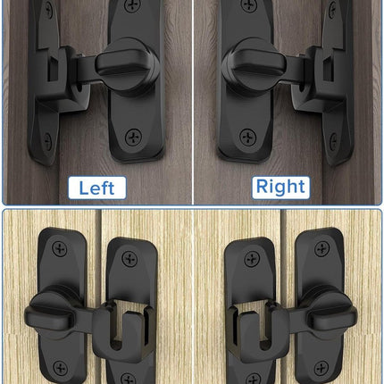 pieces - 90/180 degrees - sliding door lock - privacy protection - security sliding door lock - small gate locks - hardware for shed, garden, bathroom, cupboard, window - 80*25 mm - black.