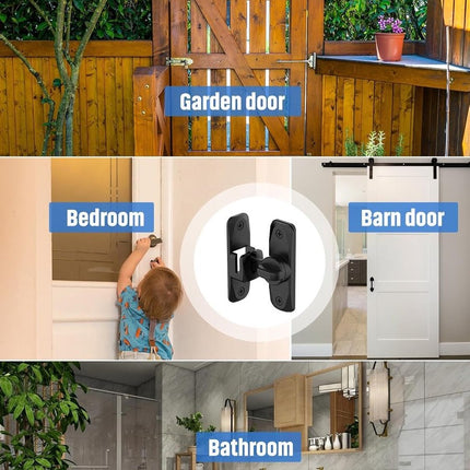 pieces - 90/180 degrees - sliding door lock - privacy protection - security sliding door lock - small gate locks - hardware for shed, garden, bathroom, cupboard, window - 80*25 mm - black.