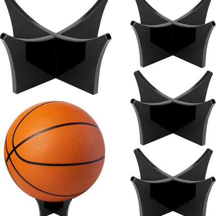 4 pieces - Ball holder - Ball rack - Ball stand - Acrylic ball rack - Ball storage rack - Display rack - football stand - ball holder - acrylic sports ball stand - volleyball support - for basketball, volleyball, football, rugby ball - 12*6.5 cm - black.