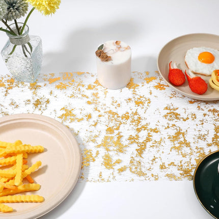 Table Runner - 28*275 cm - Gold Table Runner - Gold Foil Table Runner - Tablecloth - Polyester Table Runner - Glittering Metal Mesh Roll Table Runner - for wedding decorations, New Year's decorations, and birthday parties.