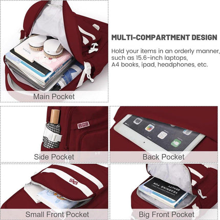 Waterproof backpack for girls - Girl Backpack - School backpack - lightweight school bag - School bag - Girls School Student School Bag - Large capacity backpacks for Girls and Boys - Teenagers - High School backpacks - Red.