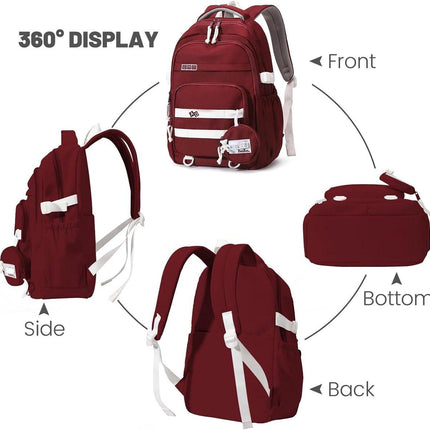 Waterproof backpack for girls - Girl Backpack - School backpack - lightweight school bag - School bag - Girls School Student School Bag - Large capacity backpacks for Girls and Boys - Teenagers - High School backpacks - Red.
