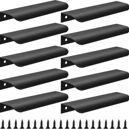 10 pieces - 150*40*17.5 mm - Cabinet handles - Drawer handles - Concealed handle - Aluminum alloy handle - kitchen cabinet handles - furniture accessories - hardware - black.