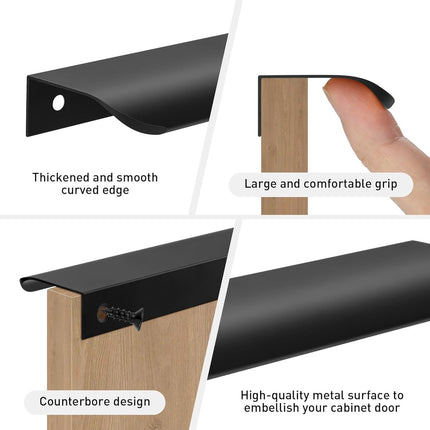 10 pieces - 150*40*17.5 mm - Cabinet handles - Drawer handles - Concealed handle - Aluminum alloy handle - kitchen cabinet handles - furniture accessories - hardware - black.
