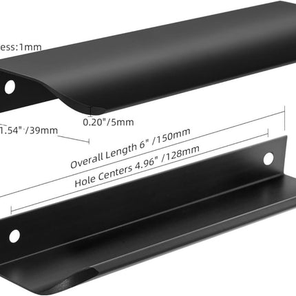 10 pieces - 150*40*17.5 mm - Cabinet handles - Drawer handles - Concealed handle - Aluminum alloy handle - kitchen cabinet handles - furniture accessories - hardware - black.