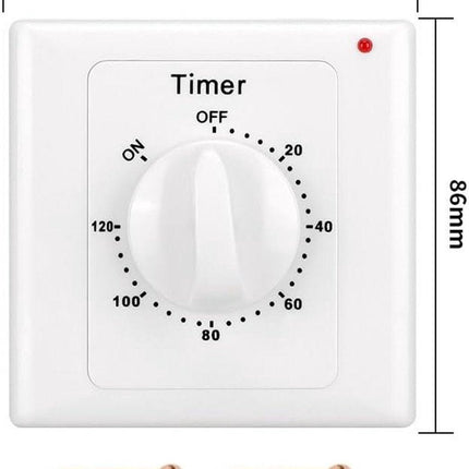 Countdown Switch - 120 minutes - Countdown timer switch - Mechanical countdown timer socket - time switch - timer light switch - with timer - timer socket - for bathroom extractor fan, garage, laundry room, storage room or spa - white.