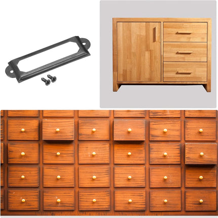 30 pieces - metal label holders - name card frame - drawer label holders - furniture label holders - library labels - nameplate frame - for shelves, pharmacy cabinet, filing cabinet, drawer, office decoration, archive - with screws - 60*17 mm - black.