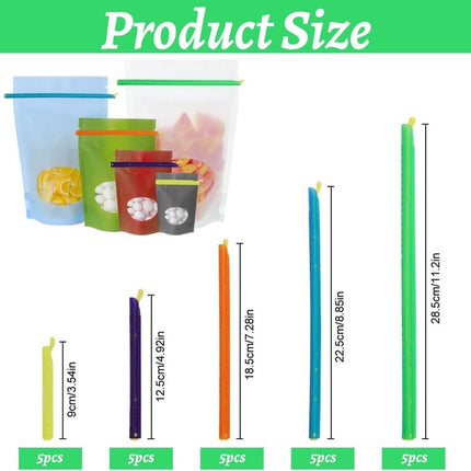 25 pieces - Food clip - Sealing clip - closure clips for bags - resealable food bag clips - reusable food bag - multifunctional clip bag clamps - for kitchen and household seal bags - 9cm, 12.5cm, 18.5cm, 22.5cm, 28.5cm.