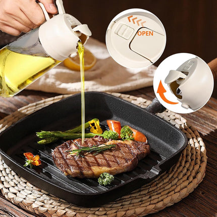 2-in-1 - Oil spray bottle - olive oil dispenser bottle - 470 ml - Olive oil sprayer - oil container - oil bottle - oil spray bottle - oil dispenser - oil atomizer - glass oil spray - kitchen utensil - spray and pour - for kitchen, BBQ, barbecue - white.
