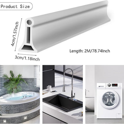 Water-repellent strip - 4cm*3cm*2m - Shower sill - Shower seal - Shower splash guard - Sealing edge - Self-adhesive - Flexible - Cut-off piece - kitchen accessories - bathroom accessories - for shower cabin, kitchen, toilet - white.