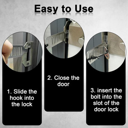 2 pieces - Door stopper - Portable door lock - Lock - Portable security door locks - Anti-theft door stopper - Anti-burglary door stopper - theft protection - for travel, apartments, hotels, schools, vacation homes - 8*3 cm - silver.