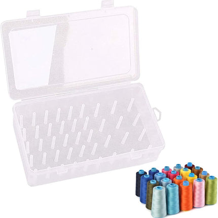 Sewing thread spool with 42 spools - Transparent sewing thread storage box - Empty sewing thread spools - High-capacity sewing thread storage box - Embroidery thread storage box - For organizing sewing thread spools.