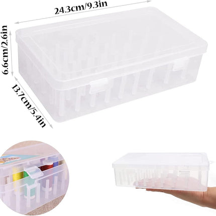 Sewing thread spool with 42 spools - Transparent sewing thread storage box - Empty sewing thread spools - High-capacity sewing thread storage box - Embroidery thread storage box - For organizing sewing thread spools.
