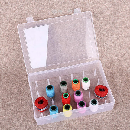 Sewing thread spool with 42 spools - Transparent sewing thread storage box - Empty sewing thread spools - High-capacity sewing thread storage box - Embroidery thread storage box - For organizing sewing thread spools.