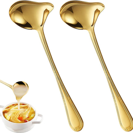 2 pieces - Gravy ladle - Spoon - Spoon with spout - Kitchen sauce ladle - Sauce ladle - Stirring spoon - Soup ladle - Ladle set - Cooking spoon - Serving spoon - Soup ladle - Oil and fat separator - Stainless steel kitchen spoons - for soup, sauce and spi.