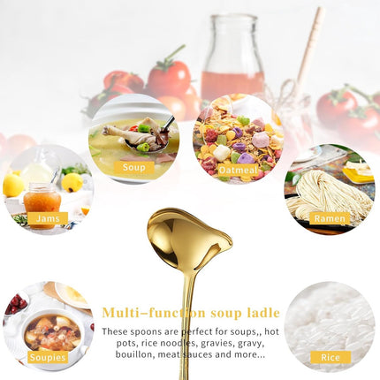 2 pieces - Gravy ladle - Spoon - Spoon with spout - Kitchen sauce ladle - Sauce ladle - Stirring spoon - Soup ladle - Ladle set - Cooking spoon - Serving spoon - Soup ladle - Oil and fat separator - Stainless steel kitchen spoons - for soup, sauce and spi.