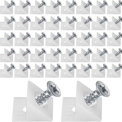50 pieces - drawer wedges - drawer repair kit - L-shaped drawer wedges - with screws - mounting wedges - drawer back supports - cabinet shelf support - plastic drawer reinforcement repair kit - for home repair and furniture - 15*12.8*9.6 cm - white.