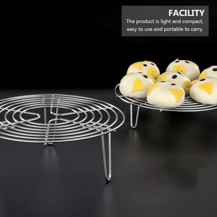 Stainless Steel Steamer Rack - 2 Pieces - Oven Rack - Round Steamer Rack - 7 cm high - Microwave Rack - Cooking Utensils - Steamer Basket - Kitchen Trivet - Dumpling cooking rack - steamer rack - for pressure cookers and air fryers - 16 x 16 x 7 cm.