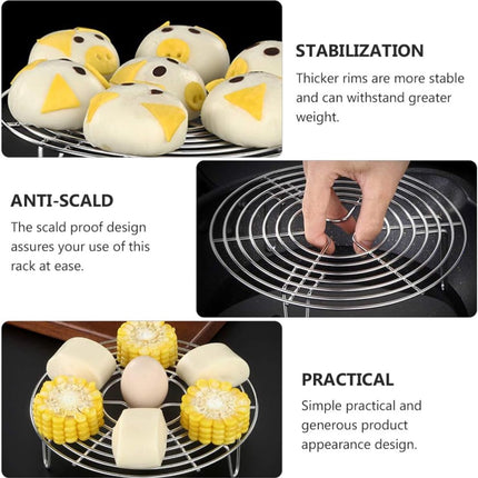 Stainless Steel Steamer Rack - 2 Pieces - Oven Rack - Round Steamer Rack - 7 cm high - Microwave Rack - Cooking Utensils - Steamer Basket - Kitchen Trivet - Dumpling cooking rack - steamer rack - for pressure cookers and air fryers - 16 x 16 x 7 cm.