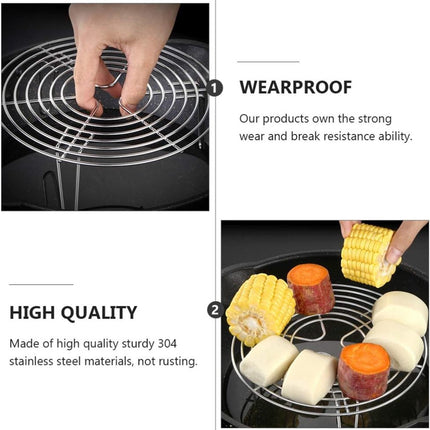 Stainless Steel Steamer Rack - 2 Pieces - Oven Rack - Round Steamer Rack - 7 cm high - Microwave Rack - Cooking Utensils - Steamer Basket - Kitchen Trivet - Dumpling cooking rack - steamer rack - for pressure cookers and air fryers - 16 x 16 x 7 cm.