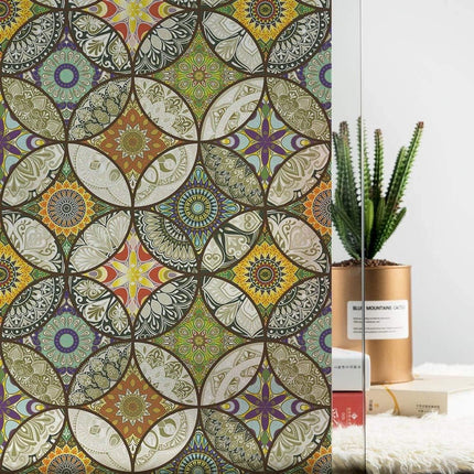 Dktie Decorative Window Film - Stained Glass Window Film - Decorative Film - Window Film - Privacy Screen Printing for Windows - Frosted Glass - Circle Pattern - Static - Adhesion - Window Film Window Privacy - Decorative Film - Simple Fix Window Film - 4.