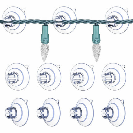 60 pieces - String Light Suction Cups - Suction Cup Hook - String Light Hanging Hooks - Suction Cups for String Lights - Suction Cup Holder for String Lights - Hooks - for party lighting, lighting and Christmas decorations - for windows and glass - transp.