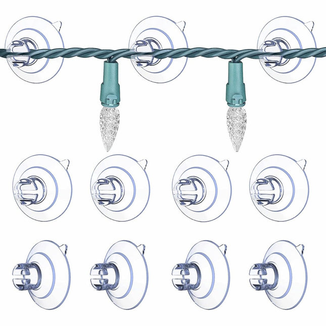 60 pieces - String Light Suction Cups - Suction Cup Hook - String Light Hanging Hooks - Suction Cups for String Lights - Suction Cup Holder for String Lights - Hooks - for party lighting, lighting and Christmas decorations - for windows and glass - transp.