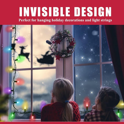 60 pieces - String Light Suction Cups - Suction Cup Hook - String Light Hanging Hooks - Suction Cups for String Lights - Suction Cup Holder for String Lights - Hooks - for party lighting, lighting and Christmas decorations - for windows and glass - transp.