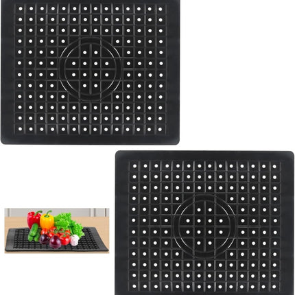 Two-piece sink mat - rubber sink mat - sink protector - sink mat - backsplash - sink protection - drain mat - under-sink kitchen mat - black - rectangular - 31.5 x 26 cm.