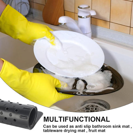 Two-piece sink mat - rubber sink mat - sink protector - sink mat - backsplash - sink protection - drain mat - under-sink kitchen mat - black - rectangular - 31.5 x 26 cm.