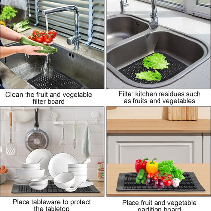 Two-piece sink mat - rubber sink mat - sink protector - sink mat - backsplash - sink protection - drain mat - under-sink kitchen mat - black - rectangular - 31.5 x 26 cm.