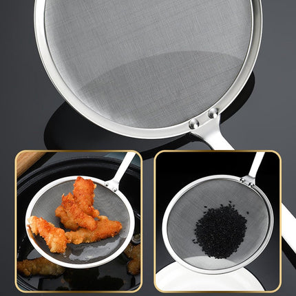2 Pieces Stainless Steel Kitchen Sieve - Food Sieve - Sieve - Skimmer - Spoon-skimmer with handle and colander - Frying Spatula - for noodles / rice / vegetables / egg whites etc. - Colander - for filter residue - Skimmer Spoon - Silver - ø10 cm.