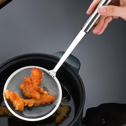 2 Pieces Stainless Steel Kitchen Sieve - Food Sieve - Sieve - Skimmer - Spoon-skimmer with handle and colander - Frying Spatula - for noodles / rice / vegetables / egg whites etc. - Colander - for filter residue - Skimmer Spoon - Silver - ø10 cm.