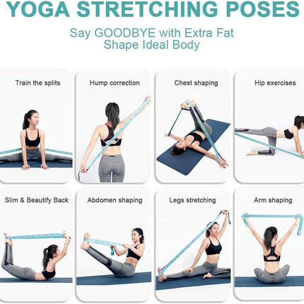 125*4 cm - Yoga resistance band - Yoga stretch band - Yoga exercise band - Stretch band - with 11 rings - Resistance band - for training, pilates, dance and fitness - blue purple.