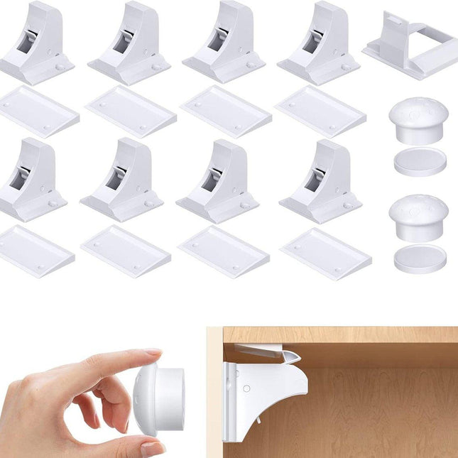 Child Locks for Cabinets - 8 Child Locks + 2 Keys - Cabinet Security for Children - Magnetic Child Lock - Invisible Child Lock - Magnetic Child Lock - Safety Lock for Cabinets - Baby Security - baby lock - child locks - White.
