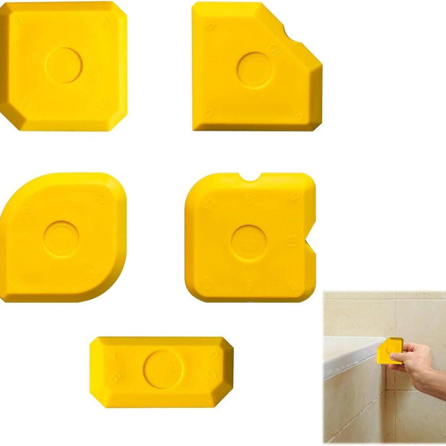 5 pieces - Seam tools - Silicone seam tools - Silicone sealant tool - Silicone tool set - Caulking spatula set - silicone joint spatula - joint removers - caulking tool - for smoothing silicone and acrylic joints - yellow.