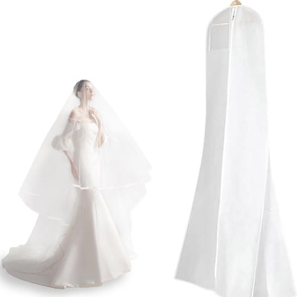 Dustproof wedding dress cover - 183*60 cm - Garment cover - Dust cover for evening dresses - Dust cover for wedding dress - Dust cover for dress - wedding dress storage bag - dustproof garment bag - garment bag - with zipper - for wedding dresses, evening.