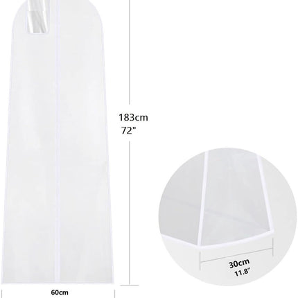 Dustproof wedding dress cover - 183*60 cm - Garment cover - Dust cover for evening dresses - Dust cover for wedding dress - Dust cover for dress - wedding dress storage bag - dustproof garment bag - garment bag - with zipper - for wedding dresses, evening.