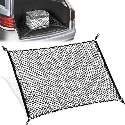Elastic Trunk Net - 110 × 60 CM - Trunk Net with 4 Hooks - Car Trunk Cargo Organizer Net - Car Organizer - Car Trunk Net - Luggage Net - Universal Car Luggage Net - Luggage Net - Trunk Net - For Most Cars - Black.