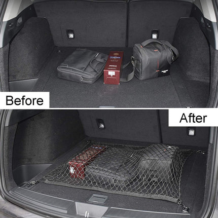 Elastic Trunk Net - 110 × 60 CM - Trunk Net with 4 Hooks - Car Trunk Cargo Organizer Net - Car Organizer - Car Trunk Net - Luggage Net - Universal Car Luggage Net - Luggage Net - Trunk Net - For Most Cars - Black.
