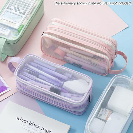 Transparent pencil case - transparent black - teen pencil case - large case for school and office - adult pencil case.