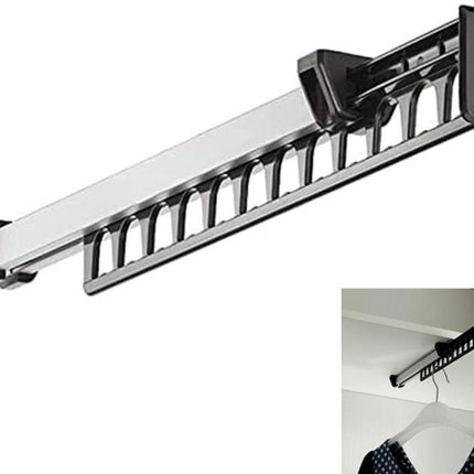 Extendable Clothes Rail - Adjustable Clothes Rail - Telescopic Extendable Clothes Rack - Extendable Clothes Rail - Adjustable Clothes Rail - Clothes Hanger - Metal Wardrobe Rail - Wardrobe Rack - extendable clothes rail - 315*42*50 mm - black.