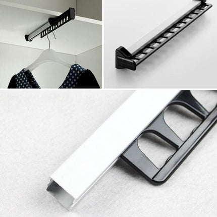 Extendable Clothes Rail - Adjustable Clothes Rail - Telescopic Extendable Clothes Rack - Extendable Clothes Rail - Adjustable Clothes Rail - Clothes Hanger - Metal Wardrobe Rail - Wardrobe Rack - extendable clothes rail - 315*42*50 mm - black.