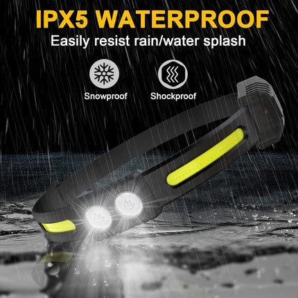 2x LED headlamp - Rechargeable LED Headlamp - head light - rechargeable headlamp - Work light - War emergency kit - for adults running, camping, safety helmet.