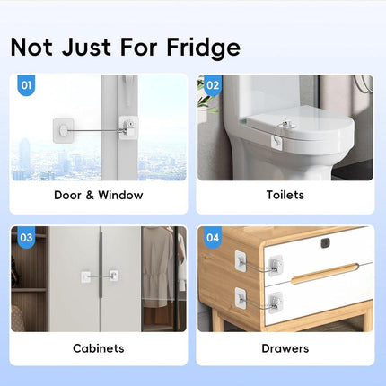 2-Pack Refrigerator Locks - with Keys - for Children, Toddlers, and Adults - Self-Adhesive Refrigerator Lock - for Refrigerator, Cabinets & Drawers, Oven, Windows - Child Safety - White.