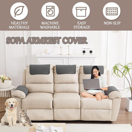 Sofa Cover - 3-Piece Set - Sofa Armrest Cover - Cushion Armrest Pad - Armchair Cover with Pockets - Sofa Protectors - Removable Headrest Cover - Sofa Remote Control Storage Bag - Non-Slip Furniture Protector.
