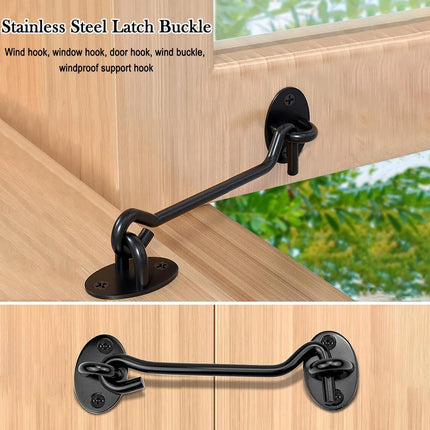 pieces - Wind hook - 3 inch - Wind hooks - Door hinges - Door bolt - Hinge - barn door hook - hook and eye bolt - cabin hooks and eye bolt - swivel window hook - door hooks - lock - for sliding door, bedroom, bathroom - 75*39 mm - black.