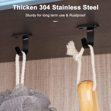 12 Pieces - Ceiling Hook Mounting - Stainless Steel Coat Hook - Under the Shelf - Top Mount Towel Hooks - Clothes Hook - For Ceiling Hooks, Under-Shelf Hangers, Towel, Coat Hooks, Bathroom, Kitchen Cabinets.