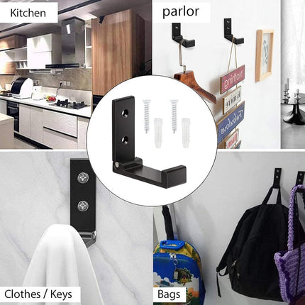 6 pieces - Foldable wall hooks - 6.7*7.5*2.5 cm - Clothes hook - concealable clothes hooks - heavy-duty wall hooks - aluminum hooks - with screws - foldable hooks - for hanging coats, bags, hats, and keys - black.