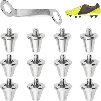 12 pieces - football studs - replacement metal football studs - 8 11mm and 4 13mm football studs - with tools - replacement football studs for football boots - football boot accessories - silver.